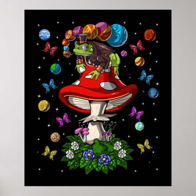 Psychedelic Mushroom Frog Poster (Front)