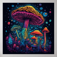 Psychedelic Mushroom Glow in Dark