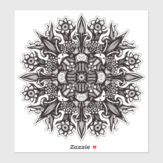 Psychedelic Mushroom Mandala Black And White