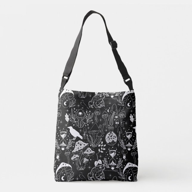 Psychedelic Mushroom Pattern 2D.BW.b Crossbody Bag (Back)
