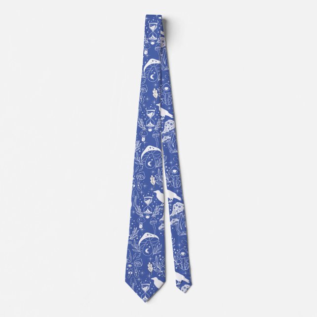 Psychedelic Mushroom Pattern 2D.BW.b Tie (Front)
