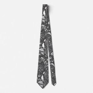 Psychedelic Mushroom Pattern 2DB.BW.b D Grey BG Tie