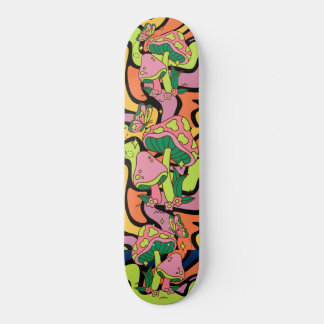 Psychedelic Mushroom Retro Pattern Skateboard