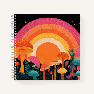 Psychedelic Mushroom Sunset – Retro Fantasy Nature Notebook