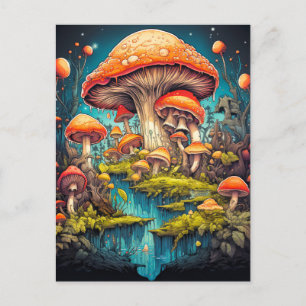 Psychedelic Mushrooms After Midnight Postcard