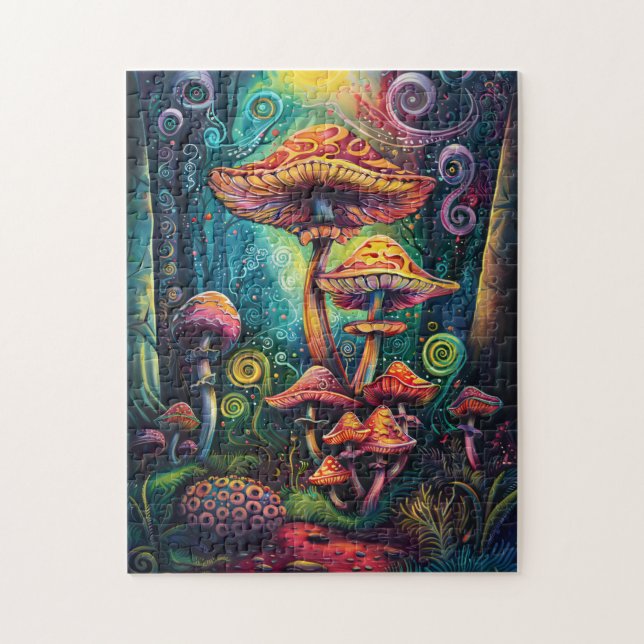 Psychedelic Mushrooms Funky Colourful Artwork Jigsaw Puzzle (Vertical)