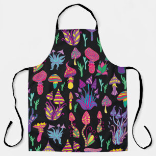 Psychedelic Mushrooms Rainbow Colours Pattern Apron