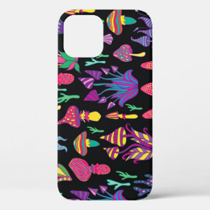Psychedelic Mushrooms Rainbow Colours Pattern iPhone 12 Case