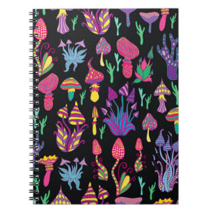 Psychedelic Mushrooms Rainbow Colours Pattern Notebook