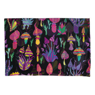 Psychedelic Mushrooms Rainbow Colours Pattern Pillowcase