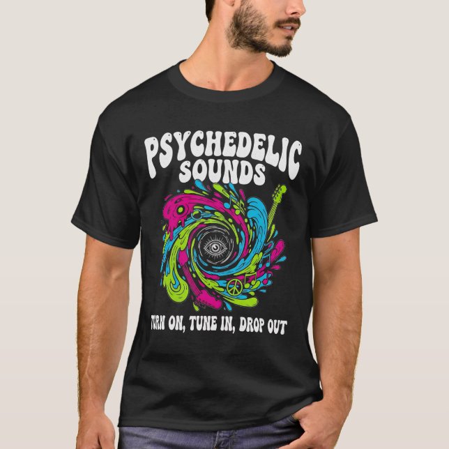 Psychedelic Music Festival T-Shirt, Retro 70s Trip T-Shirt (Front)