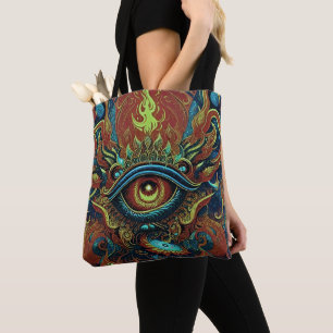 Psychedelic Mystic All Seeing Eye Fantasy Tote Bag