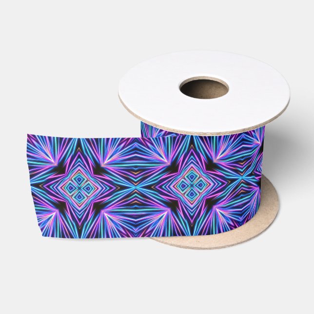 Psychedelic Neon Abstract Explosion Satin Ribbon (Spool)
