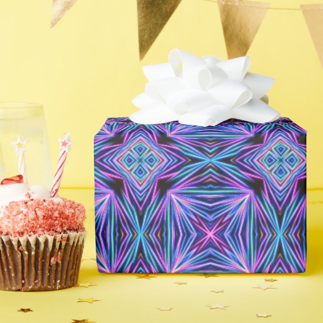Psychedelic Neon Abstract Explosion Wrapping Paper (Birthday Party)