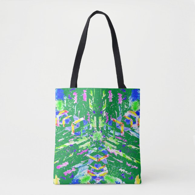 Psychedelic Neon Abstract Kaleidoscope Art  Tote Bag (Front)