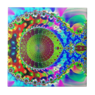 Psychedelic Neon Fractal Tile