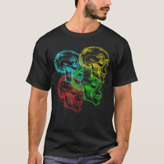 Psychedelic Neon Illustrative Skulls T-Shirt