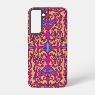 Psychedelic Neon Pink Baroque Flourish Pattern Samsung Galaxy Case