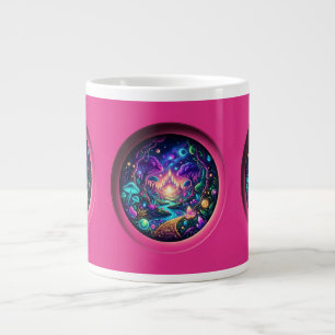 Psychedelic Neon Portal Fantasy Landscape Wrapped Large Coffee Mug