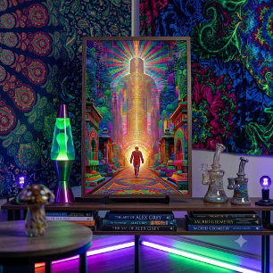 Psychedelic Neon Spiritual Guardian Visionary Poster
