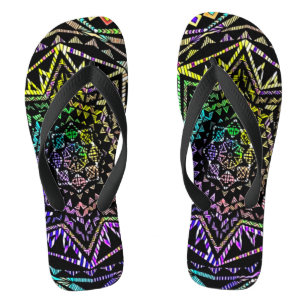 Psychedelic Neon Star Mandala Art Sandals