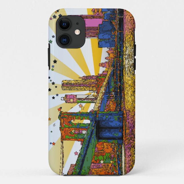 Psychedelic New York City: Brooklyn Bridge, WTC #1 Case-Mate iPhone Case (Back)