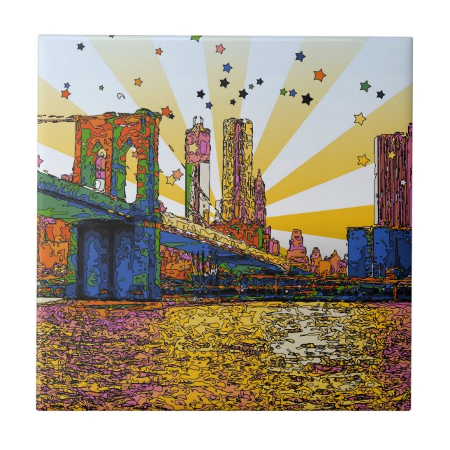Psychedelic New York City: Brooklyn Bridge, WTC #1 Tile (Front)