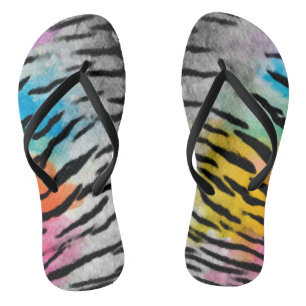 Psychedelic Night Tiger Skin Print Flip Flops