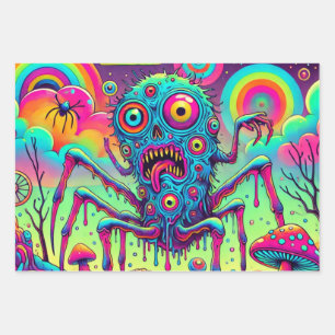 Psychedelic Nightmare in Candyland Wrapping Paper Sheet