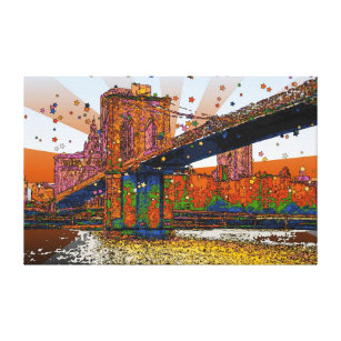 Psychedelic NYC: Brooklyn Bridge #1 Canvas Print