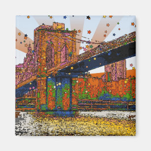Psychedelic NYC: Brooklyn Bridge #1 Magnet