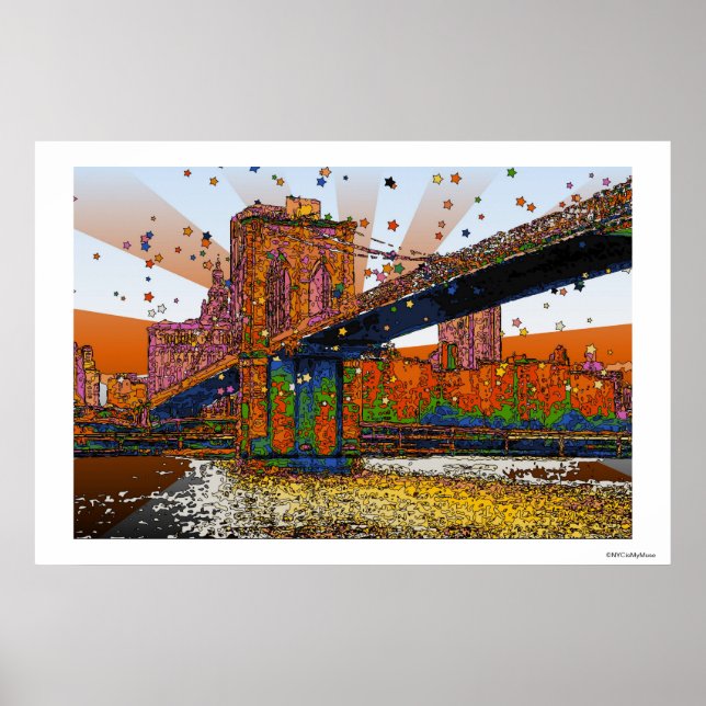 Psychedelic NYC: Brooklyn Bridge #1 Poster (Front)