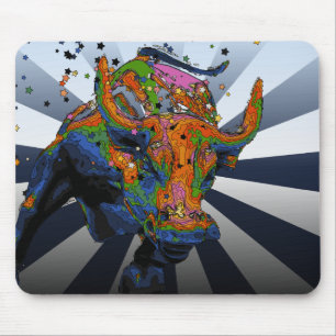Psychedelic NYC: Charging Bull of Wall Street Mouse Mat