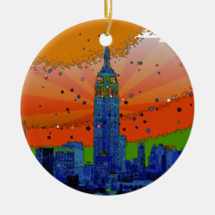 Psychedelic NYC: Emp St Bldg #3 Ceramic Tree Decoration