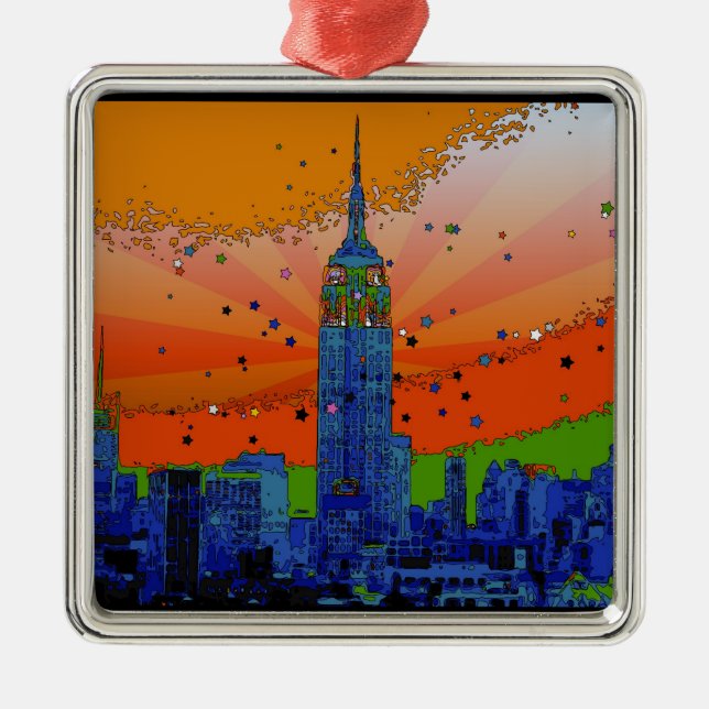 Psychedelic NYC: Emp St Building #3 Metal Tree Decoration (Front)