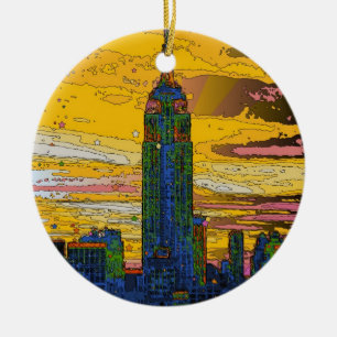 Psychedelic NYC: Empire State Building B4 Ceramic Tree Decoration