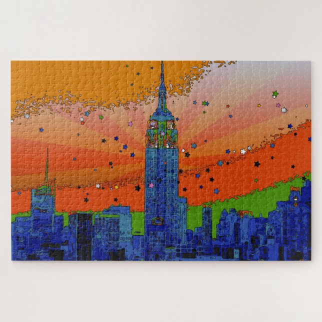 Psychedelic NYC: EmpStBldg #3 Jigsaw Puzzle (Horizontal)