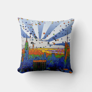 Psychedelic NYC: ESB Wide Skyline View Cushion