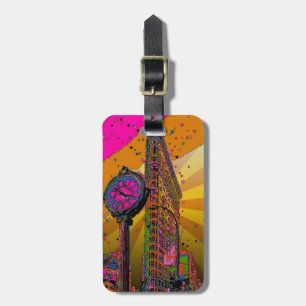 Psychedelic NYC: Flatiron Building & Clock #2B Luggage Tag