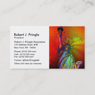 Psychedelic NYC Rainbow Colour Statue of Liberty 1 Business Card