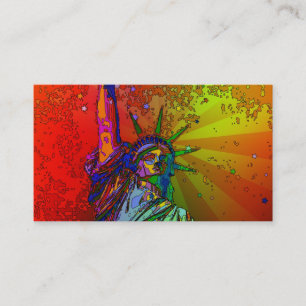 Psychedelic NYC Rainbow Colour Statue of Liberty Business Card