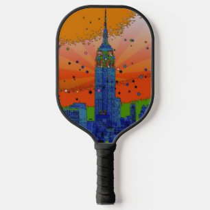 Psychedelic NYC Skyline Emp St Building #3 Pickleball Paddle