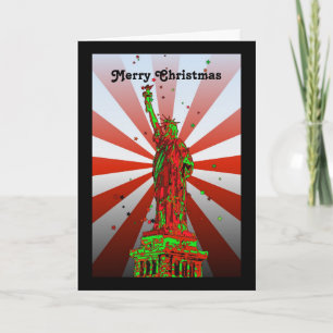 Psychedelic NYC: Statue of Liberty Christmas #2 Holiday Card