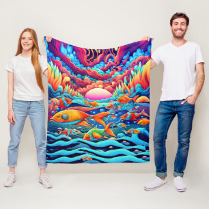 Psychedelic Ocean Fleece Blanket