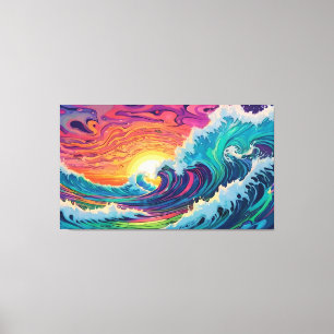 Psychedelic Ocean Waves Canvas Print