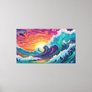 Psychedelic Ocean Waves Canvas Print