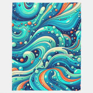  “Psychedelic Ocean Waves” Fleece Blanket