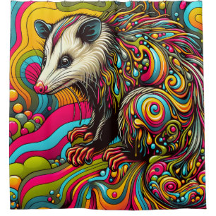 Psychedelic Opossum Shower Curtain