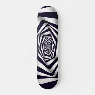 psychedelic optical illusion black & white circle skateboard