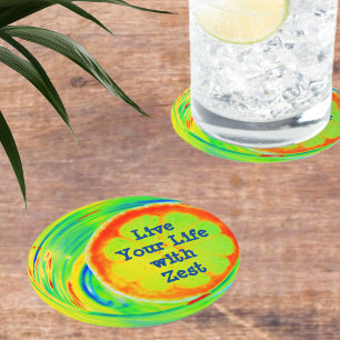 Psychedelic Orange Slice Round Paper Coaster